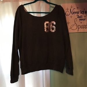 Charcoal grey slouch VS PINK sweatshirt