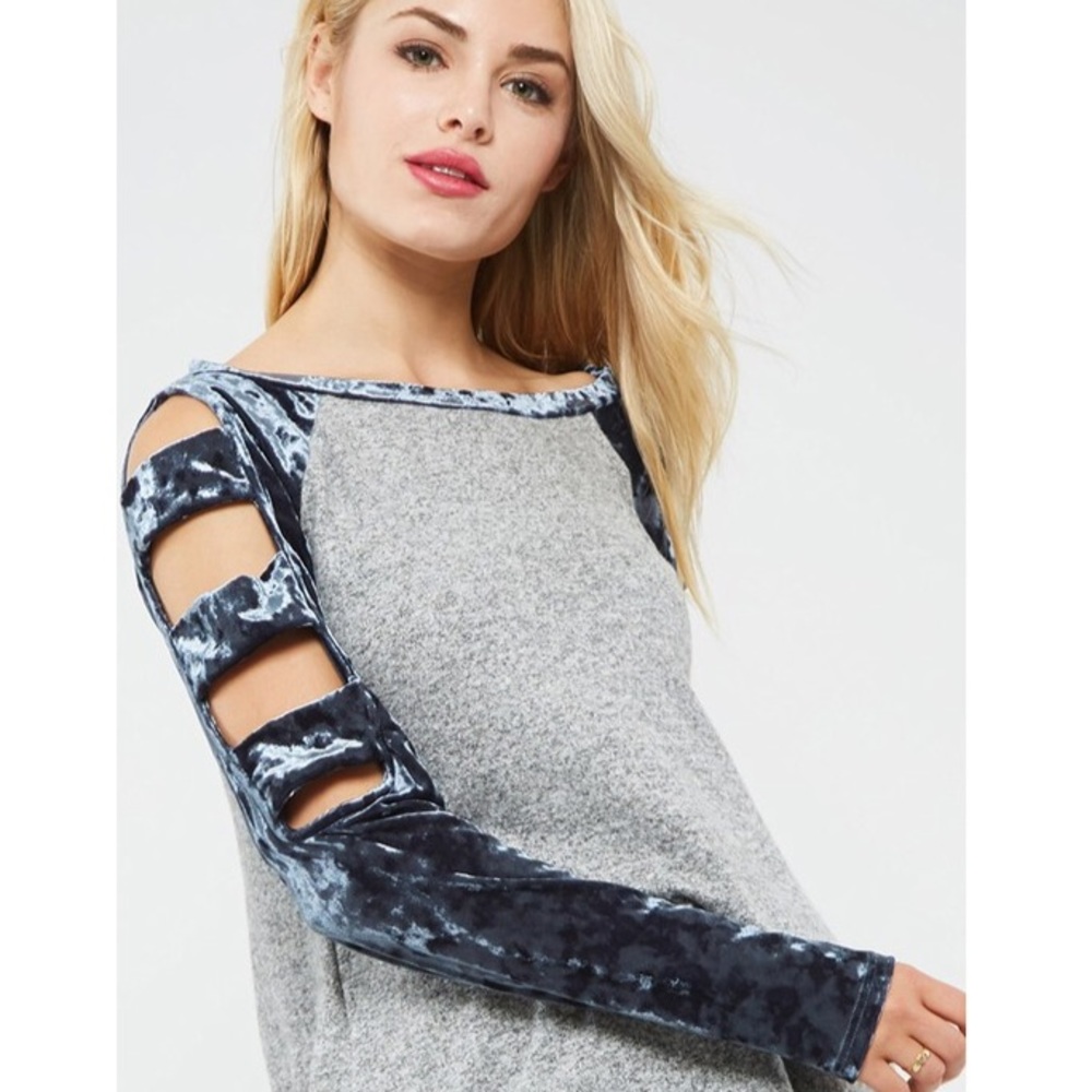 Velvet Sleeve Fashion Top - Picture 3 of 5
