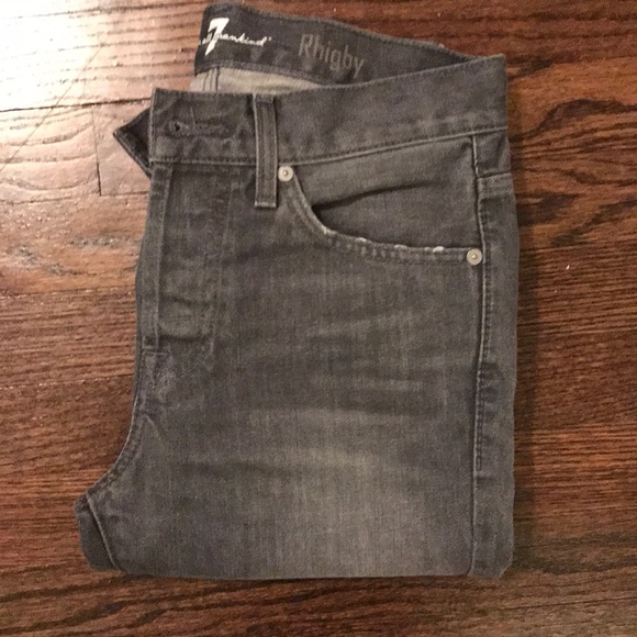 7 For All Mankind Grey Ripped Rhigby Jeans - Picture 4 of 7