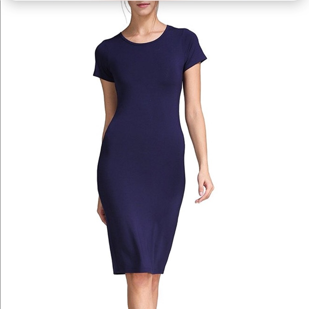 Navy short sleeve easy day dress, large