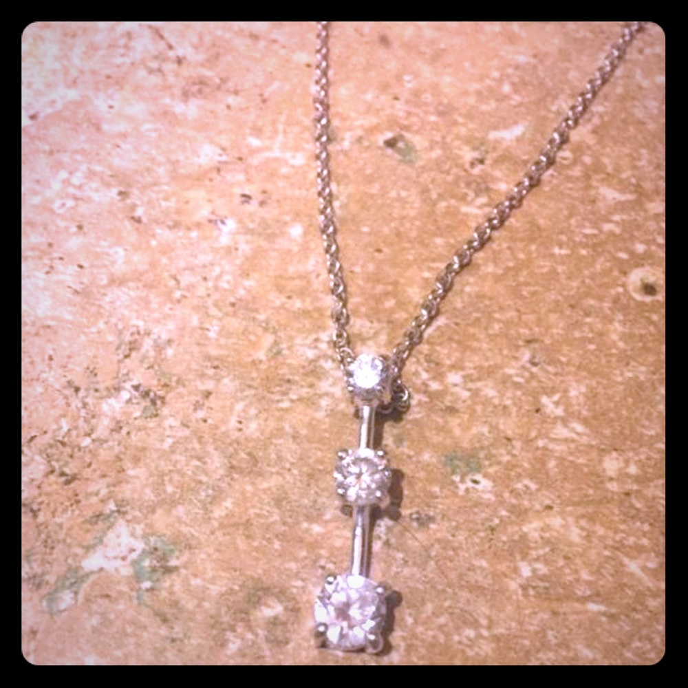 Three-Stone Graduate , pure silver necklace