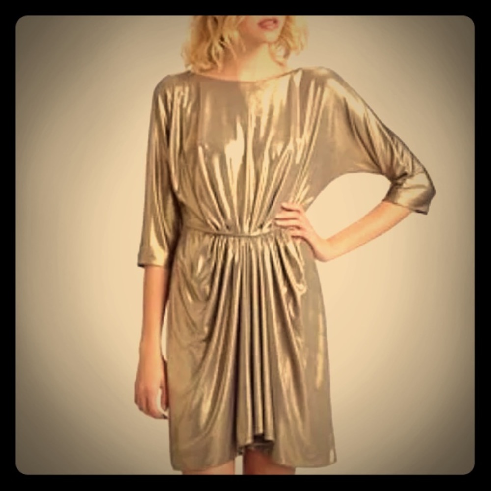 Tibi liquid gold dolman sleeve party dress XS