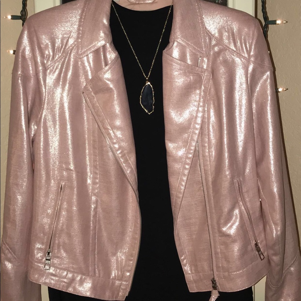 Guess Pink Shimmery Moto Jacket