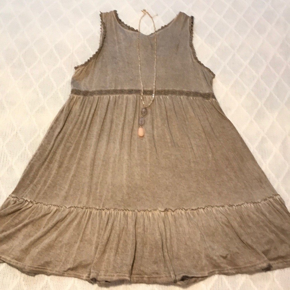 Antique Brown Oversized Babydoll Ruffle Lace Dress