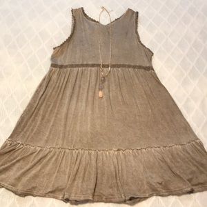 Antique Brown Oversized Babydoll Ruffle Lace Dress