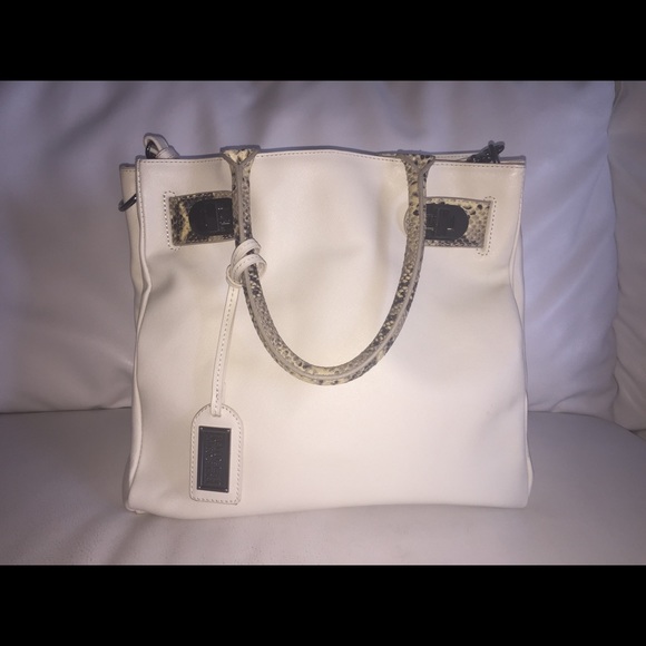 Badgley Mischka Handbags - Badgely Mischka Irene snake white/bone travel tote