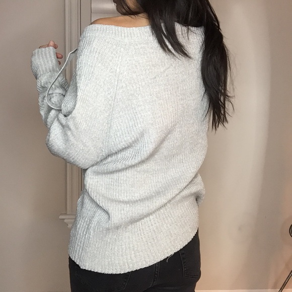 Lace up sweater in grey - Picture 3 of 5
