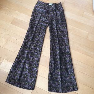 Barneys ENGLAND BROCADE Flare purple pants!xs6 NWT
