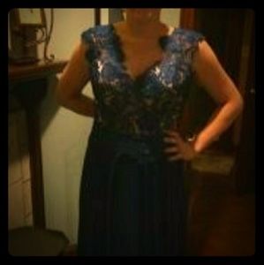 Navy lace top gown