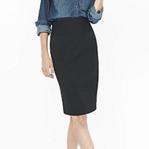 High Yoke Waist Studio Stretch Midi Pencil Skirt