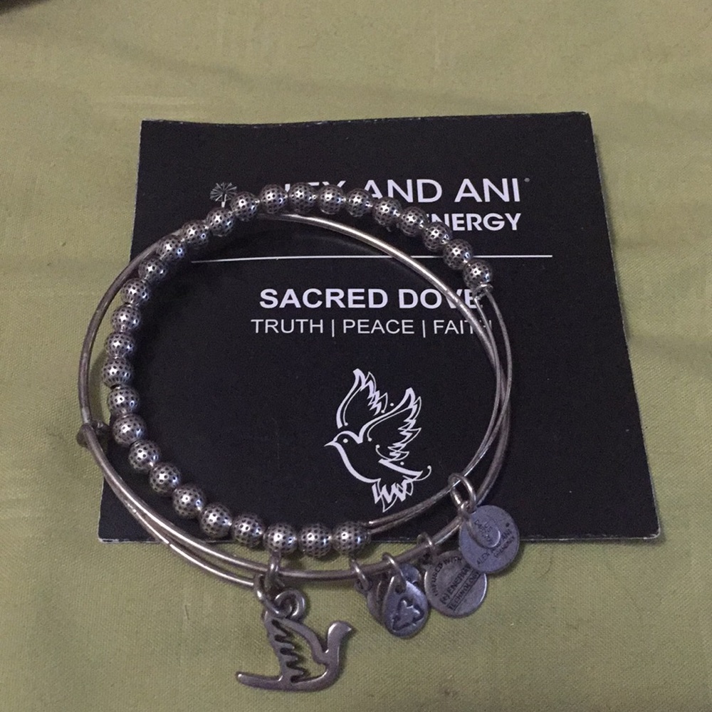 Alex & Ani Sacred Dove & silver beaded - set of 2