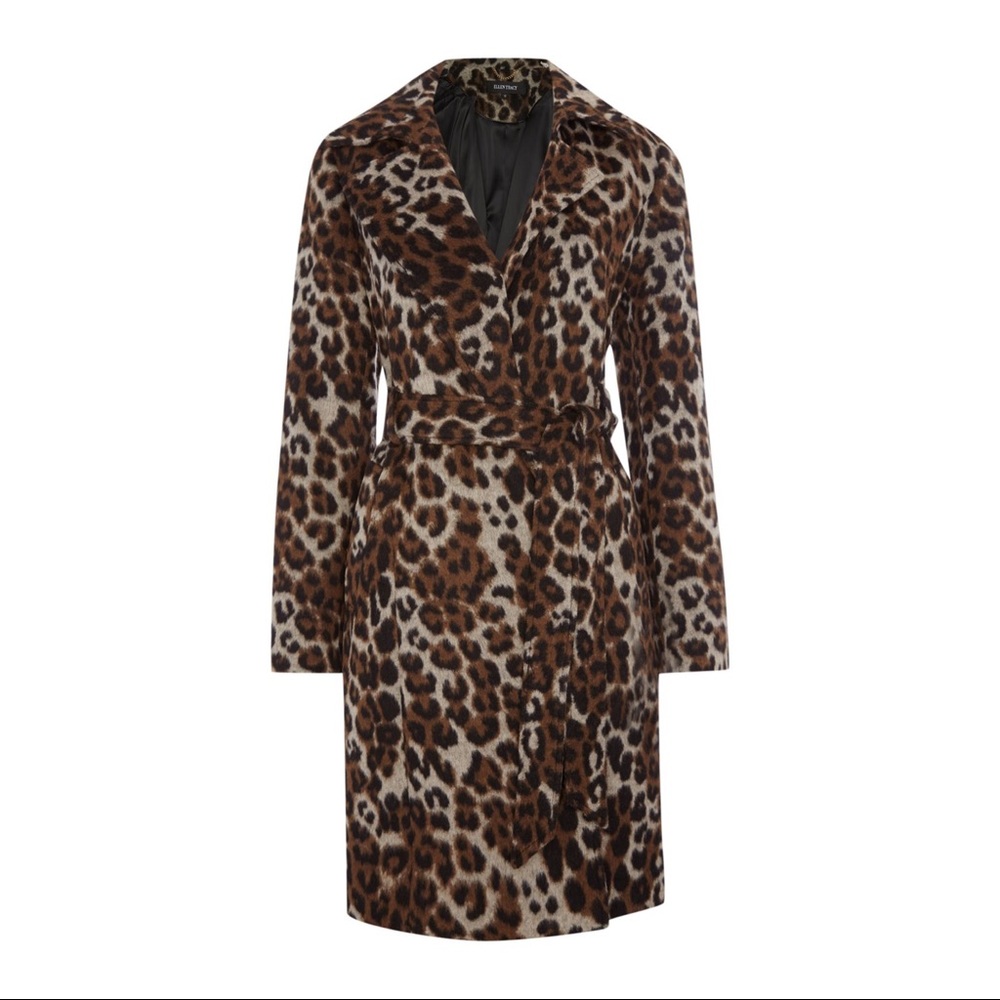 NWT Ellen Tracy Leopard Wool Blend Coat