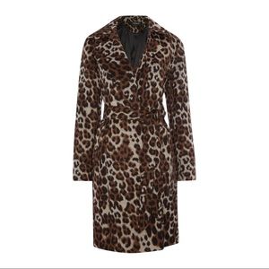 NWT Ellen Tracy Leopard Wool Blend Coat