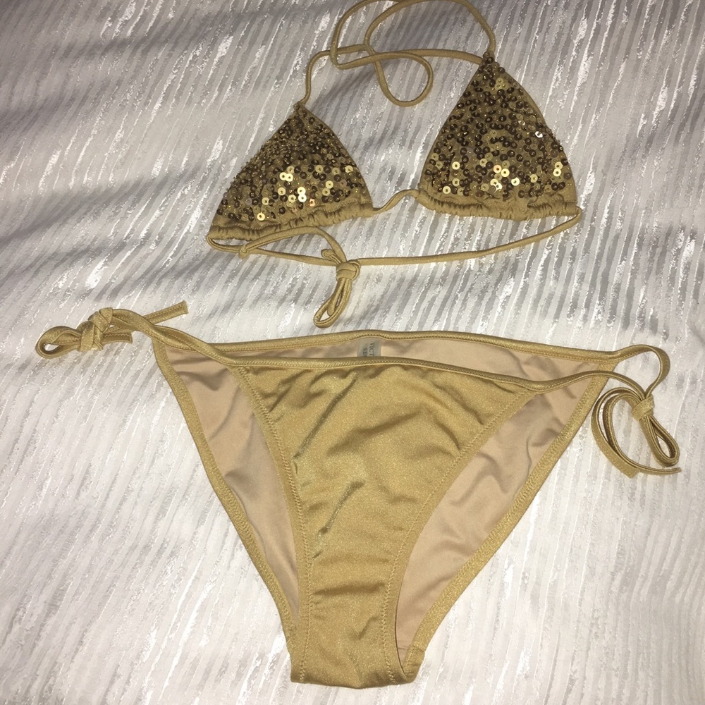 Victoria Secret gold swimsuit bikini. Sm/med
