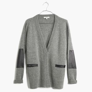 Madewell leather edged favorite cardigan