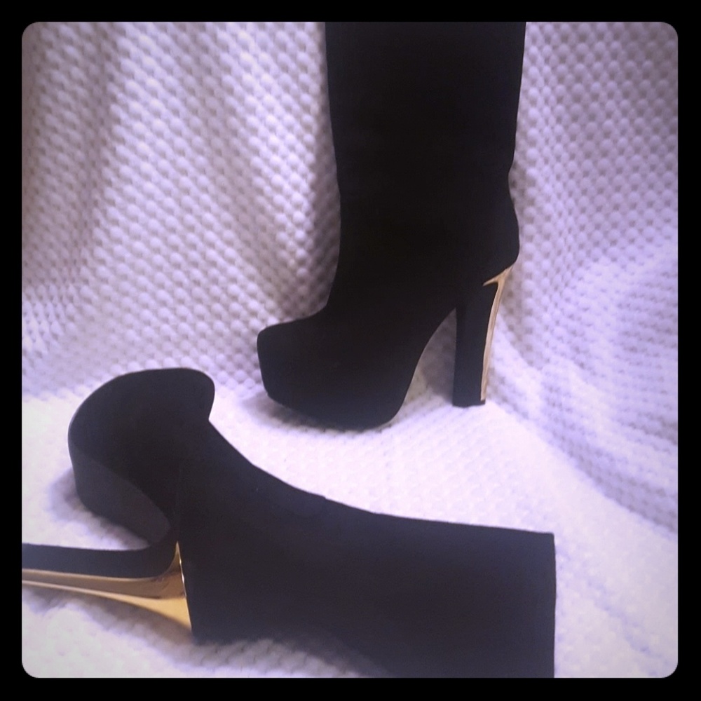 Black platform ankle boots