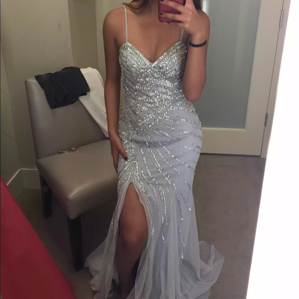 Grey Sequined Sean Collection Prom/Pageant Dress