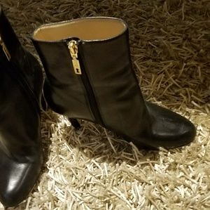 Black leather booties