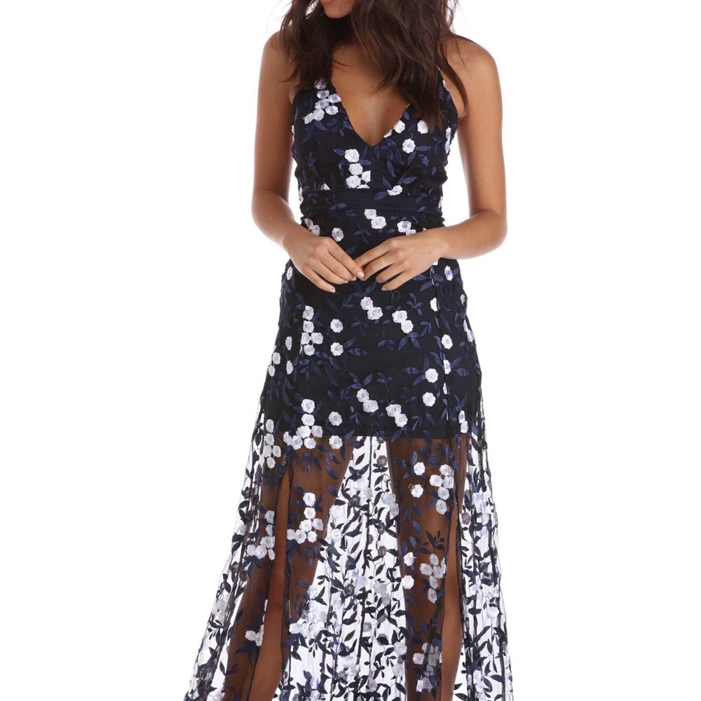 Floral Maxi formal dress sheer