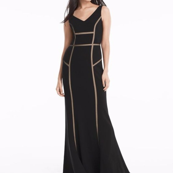 Sleeveless contrast mesh inset mermaid gown dress - Picture 7 of 7