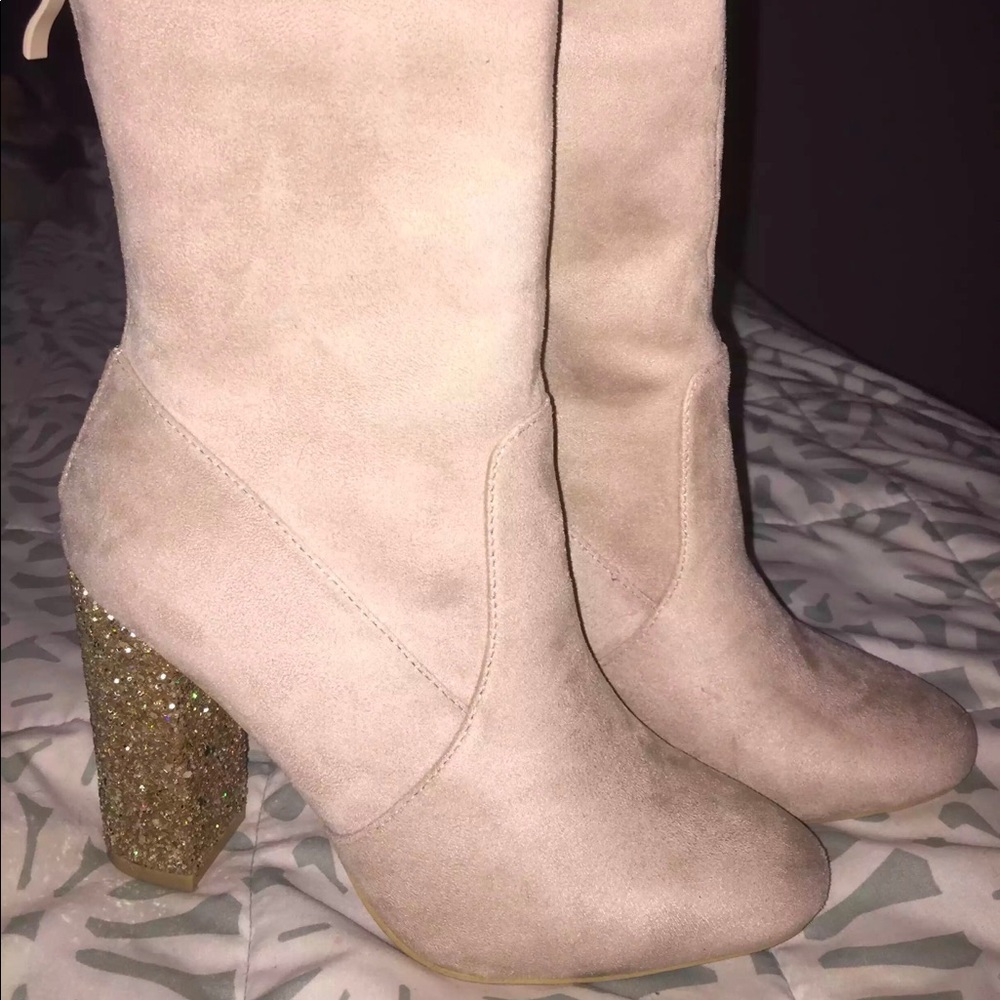 Creme Suede Ankle Boots