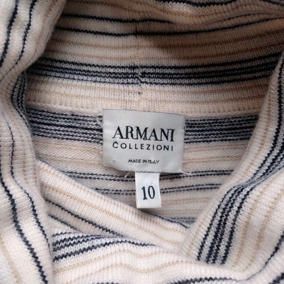 VTG Armani Striped Merino Wool Sweater S M - Picture 6 of 6