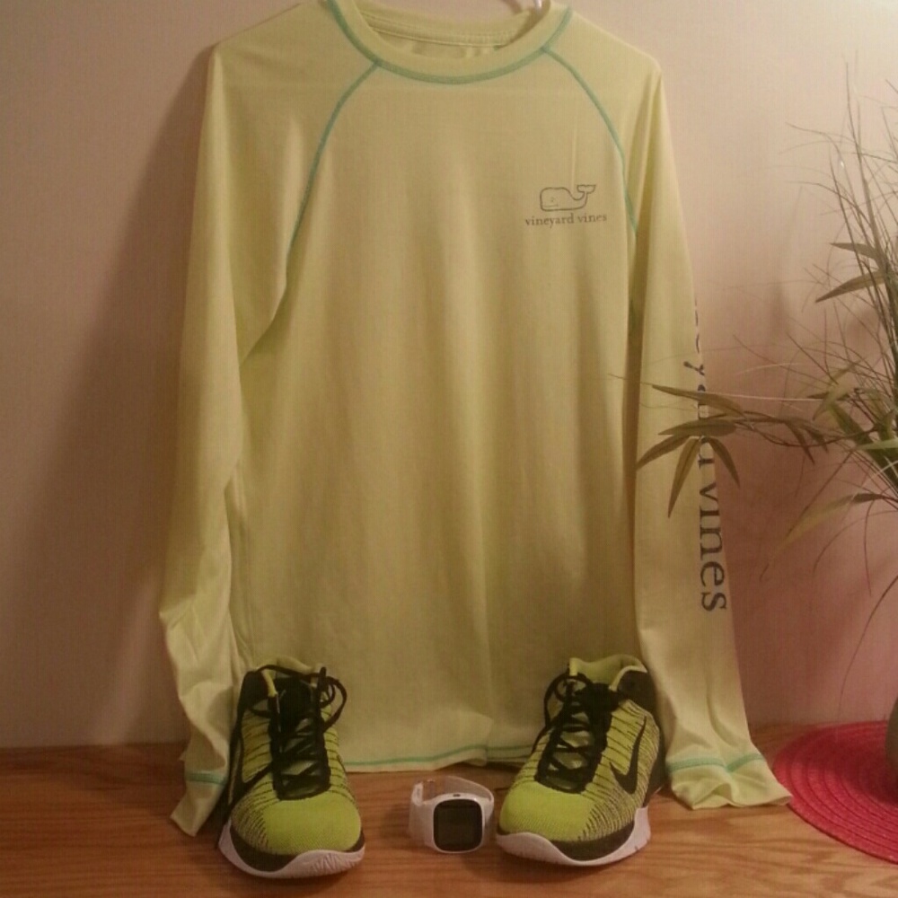 Vineyard vine performance shirt and nikes