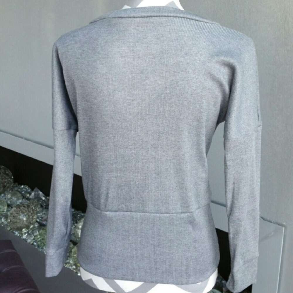 TOP SASSY GRAY LACE UP FRONT TOP - Picture 3 of 3