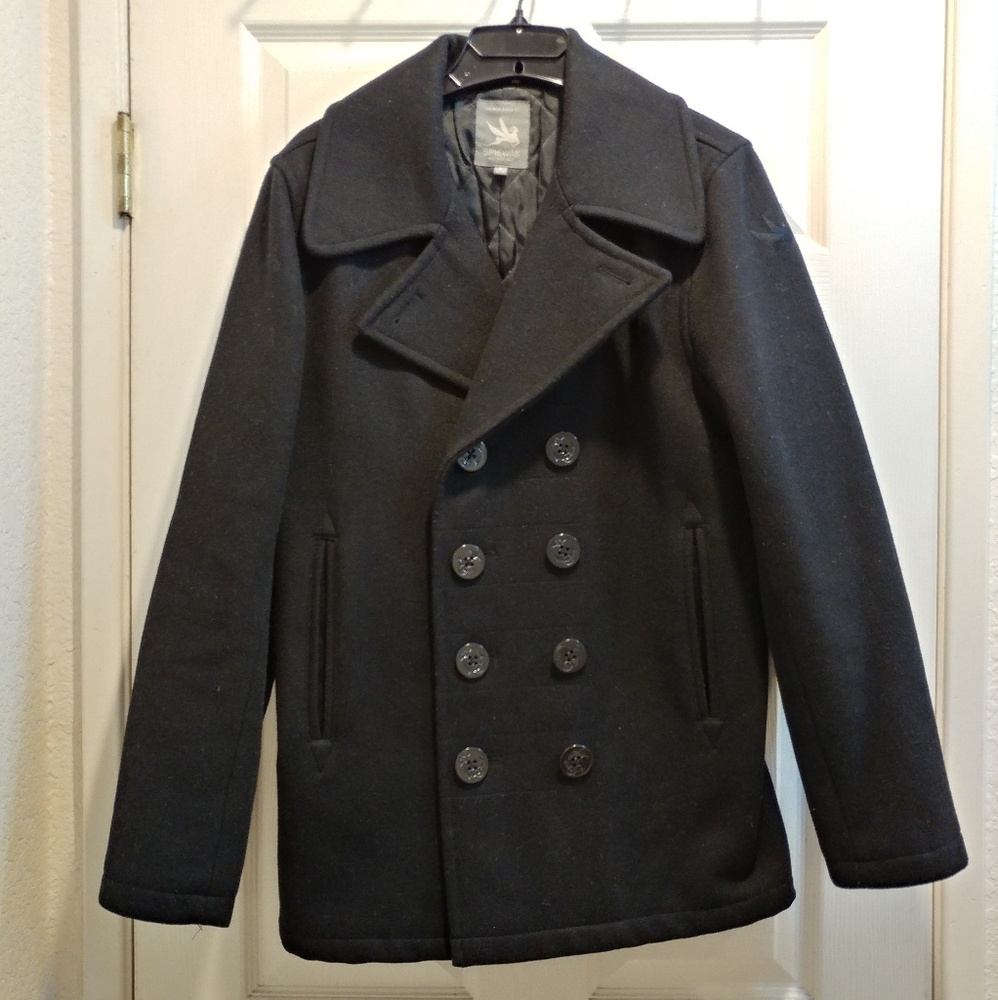 Mens Black wool pea coat