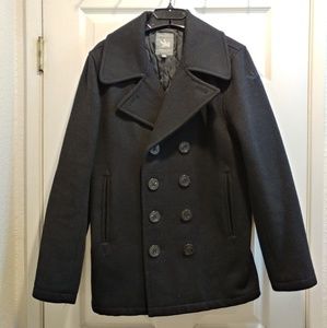 Mens Black wool pea coat