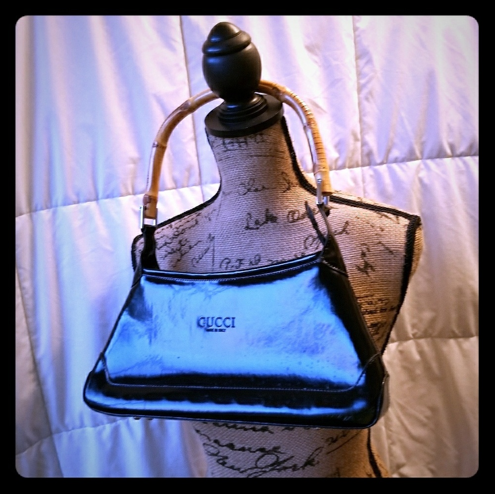 GUCCI Vintage patent leather and Bamboo handle