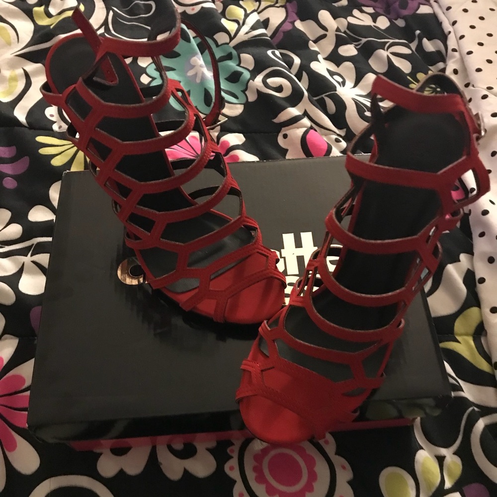 Charlotte Russe Red Caged Stiletto Heels