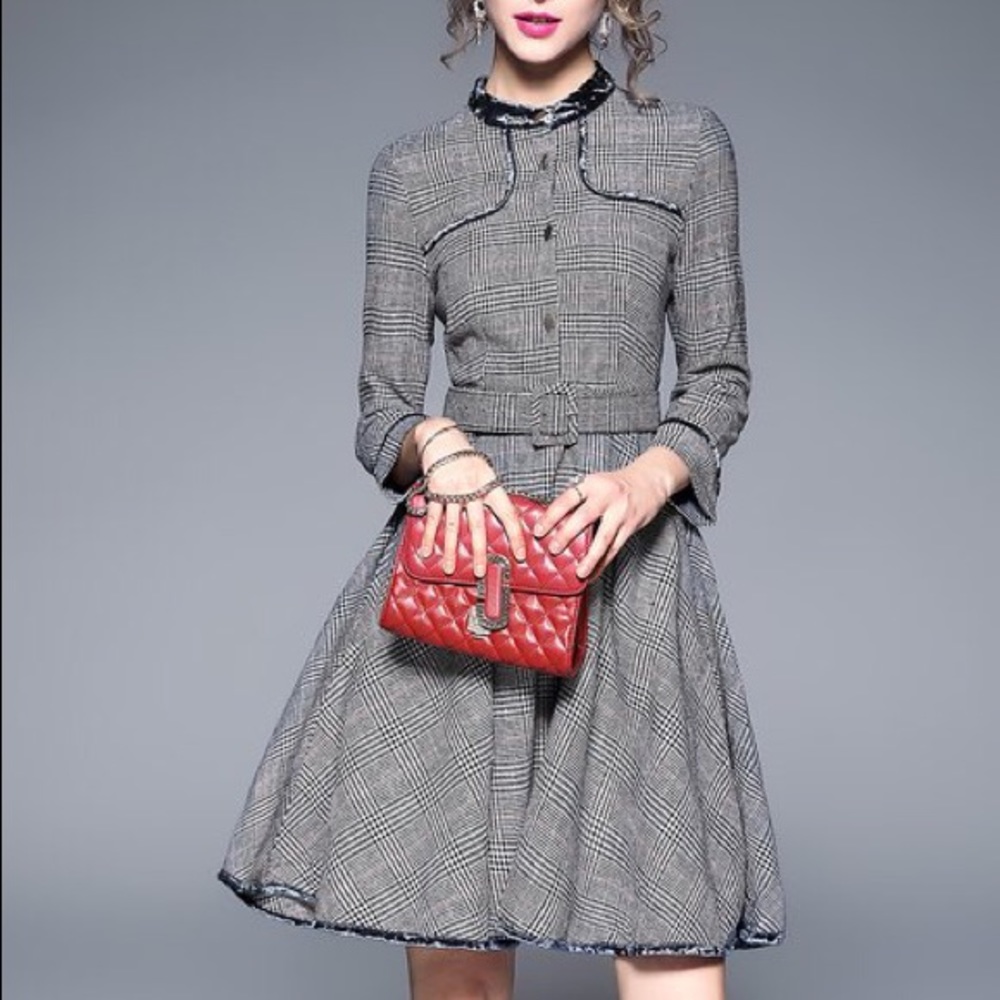 New Grey plaid laklook dress