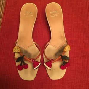 Moschino size 37.5 low heels w/ fruit design