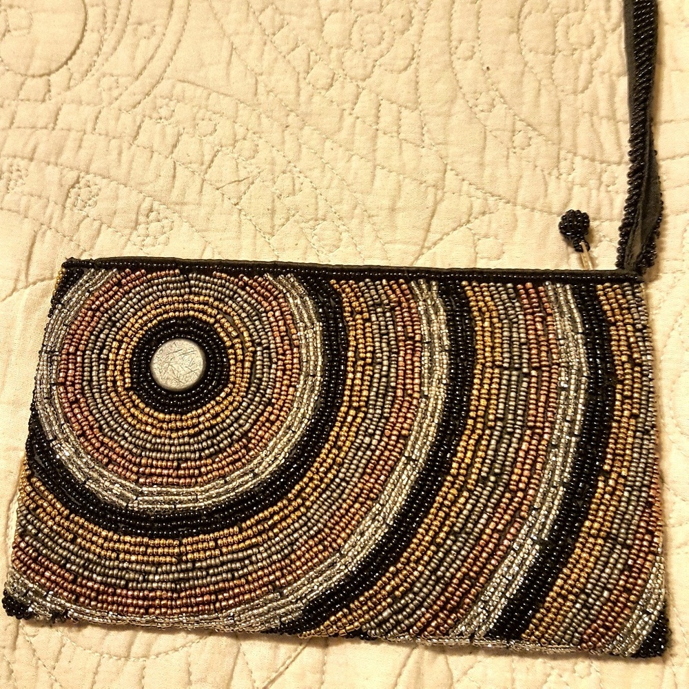 Beautiful Metallic Beaded Wristlet