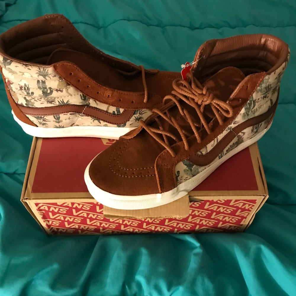 Dessert Print Brown Suede Vans