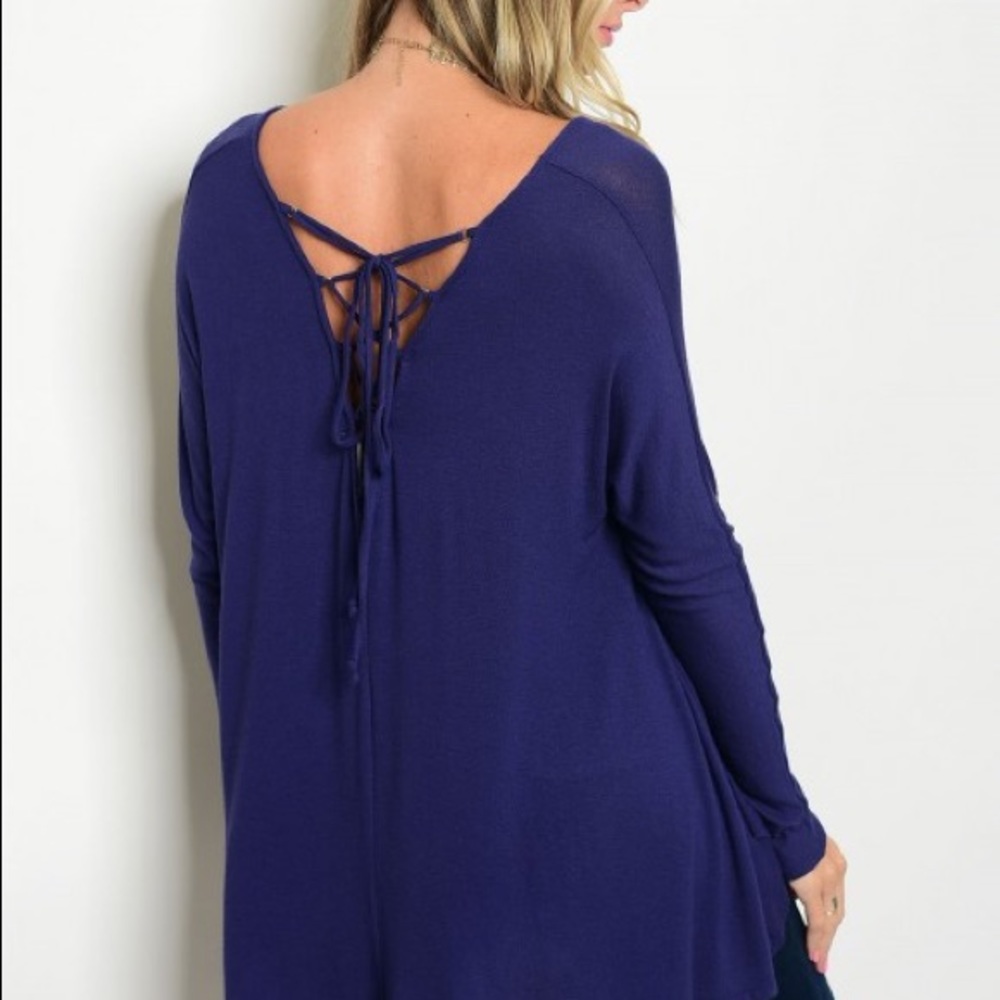 CLEARANCE ‼️Navy blue back lace tie up - top - Picture 3 of 4