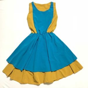 BLUE/GOLD RETRO STYLE DRESS