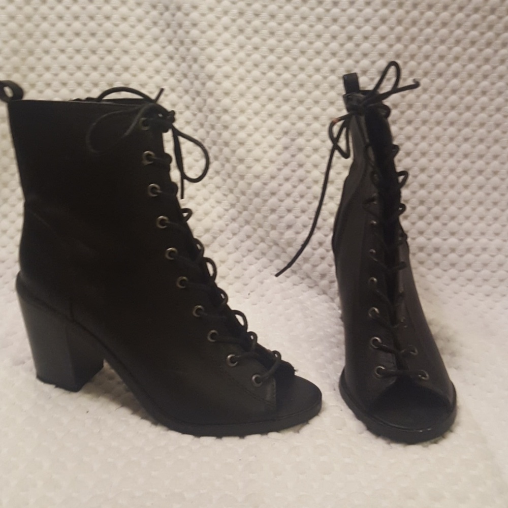 Open toe ankle boots