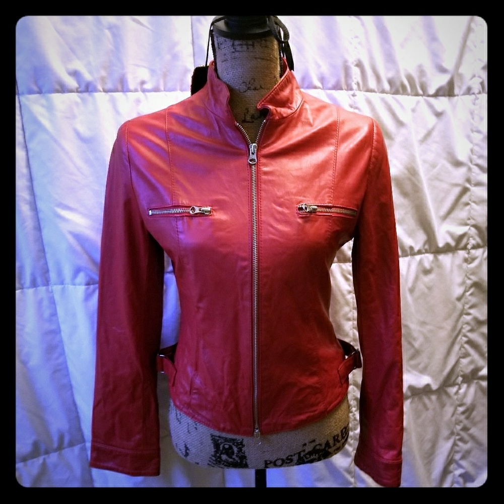 Red Leather Jacket made in Buenos Aires Argentina
