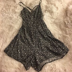 Hollister black and white open back romper