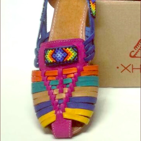 Available now! Mexican Leather Huichol Sandals - Picture 2 of 8