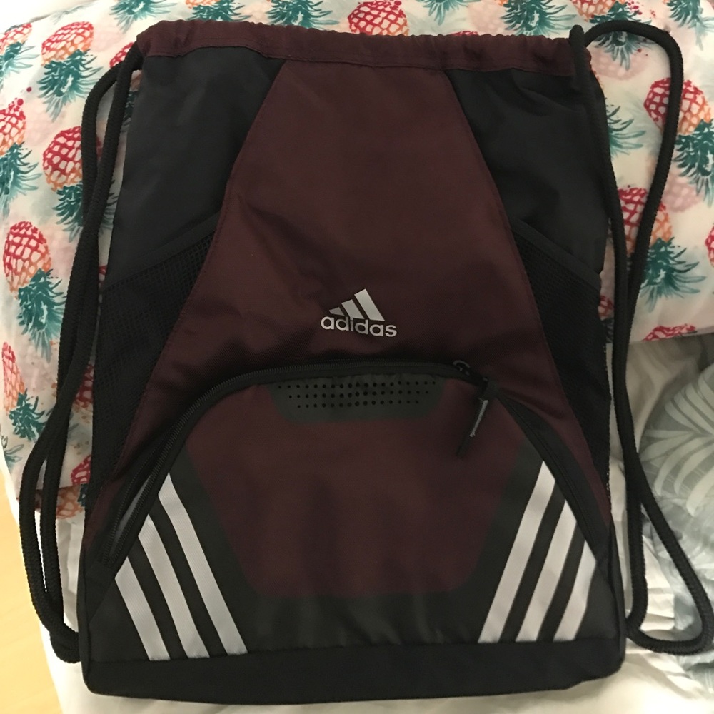 Maroon adidas drawstring backpack
