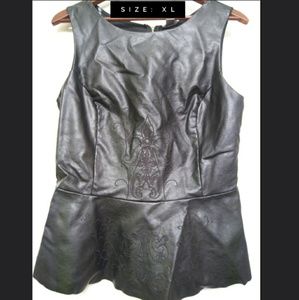 Faux Leather Black Top