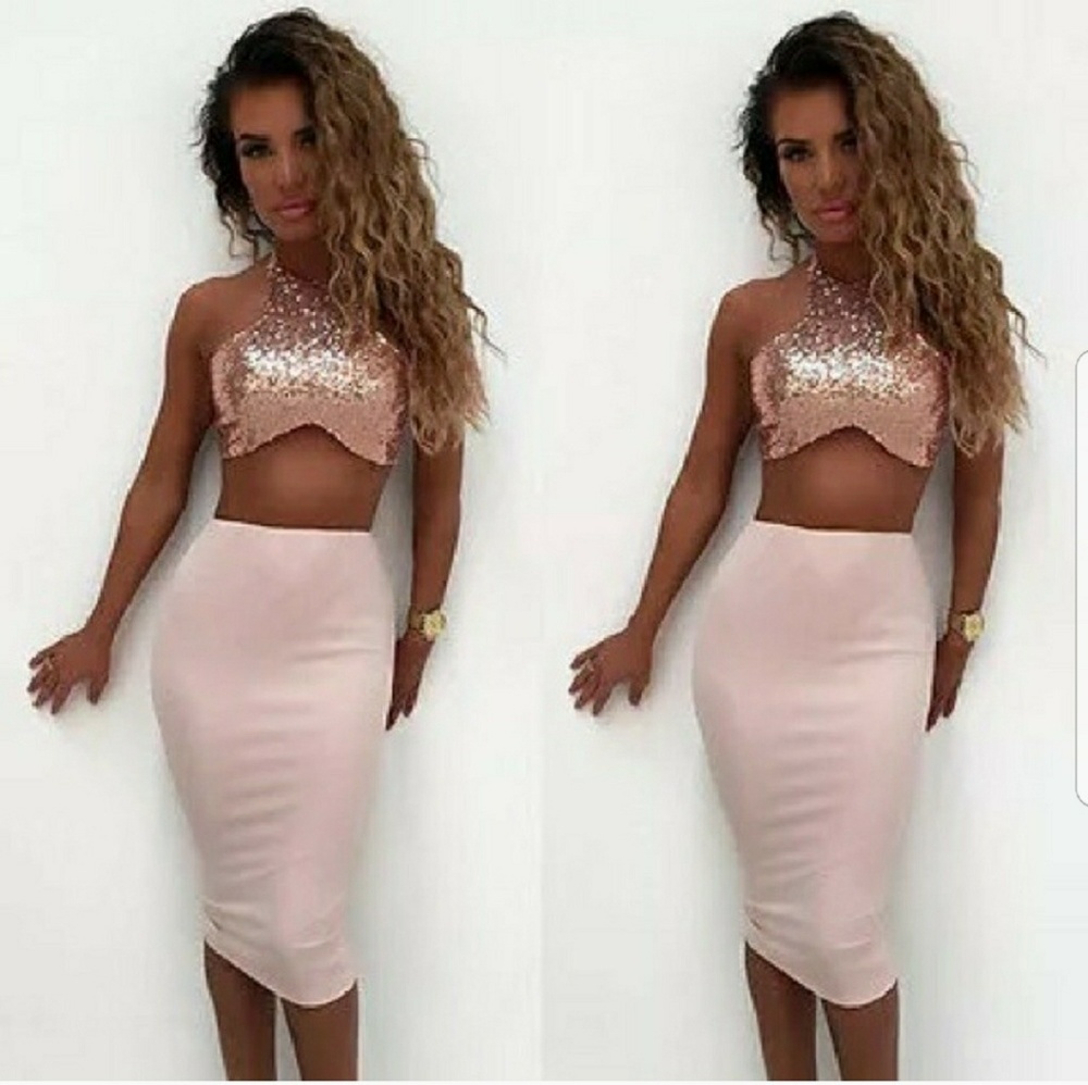 pink sequin dress