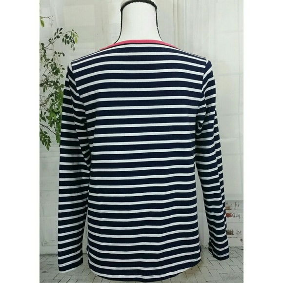 Anthro Lili's Closet Blue Stripe Nautical Top XS - Picture 2 of 8