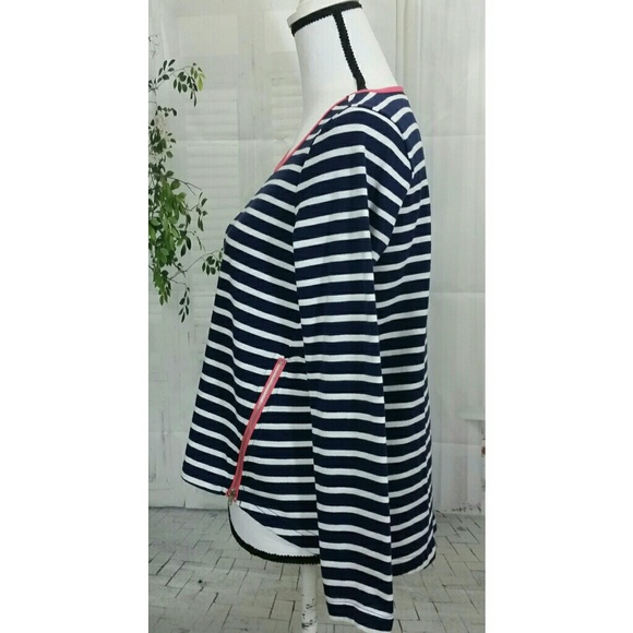 Anthro Lili's Closet Blue Stripe Nautical Top XS - Picture 3 of 8