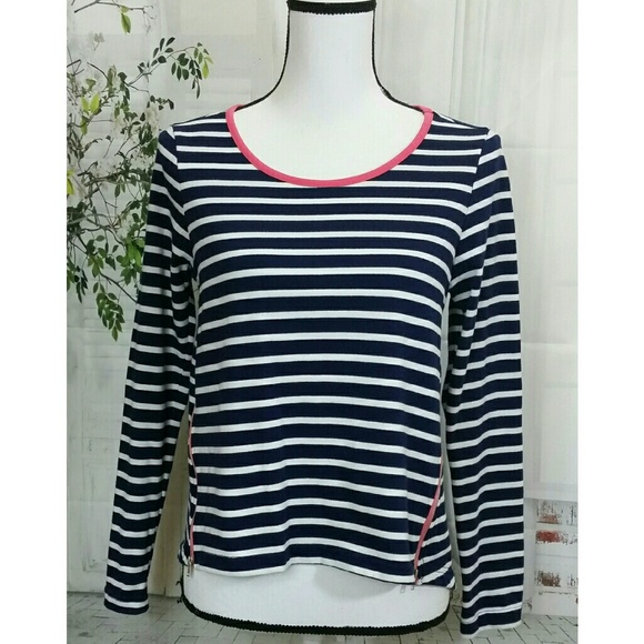 Anthro Lili's Closet Blue Stripe Nautical Top XS - Picture 1 of 8