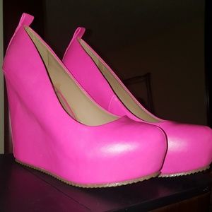 Neon Pink Wedges