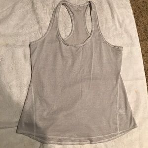 Athleta White Silver Stripe Chi Tank Size M